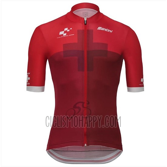 Tour de Suisse Cross Cycling Jersey Bib Short 2018 Men Short Sleeve Red